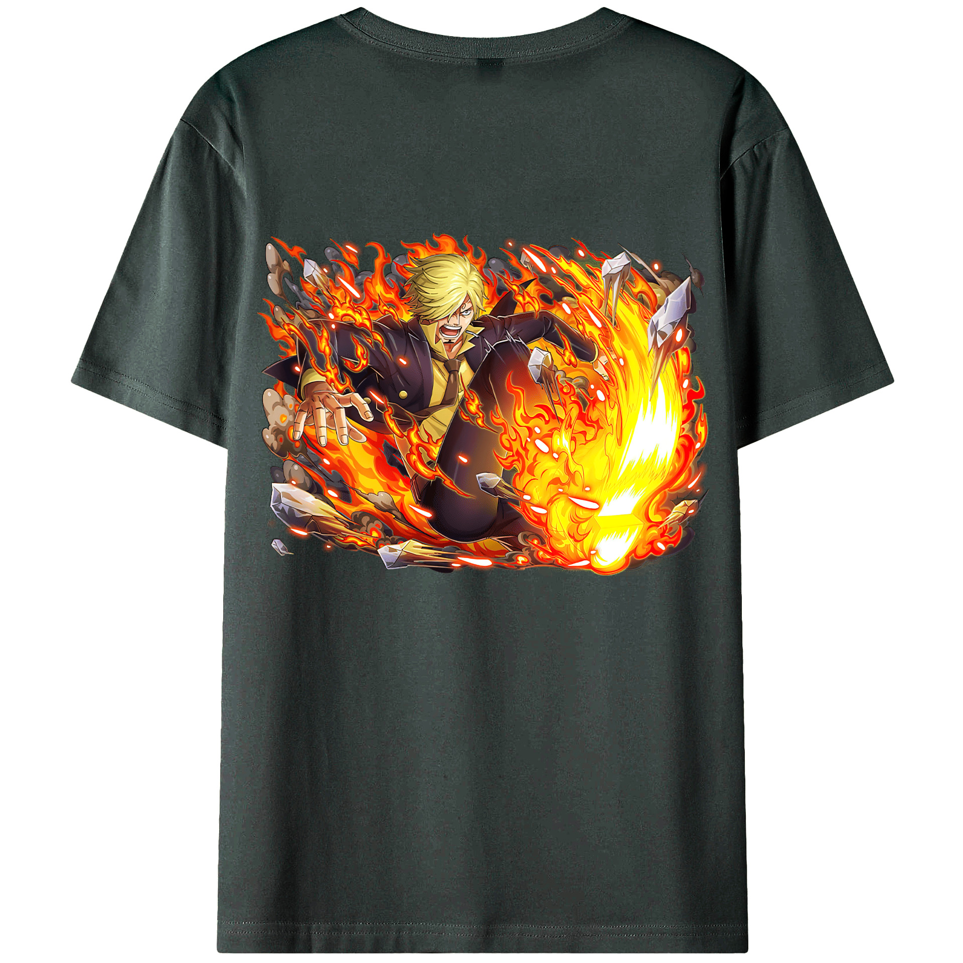 （画像用） ワンピース サンジ ONE PIECE Sanji 綿100％ メンズ半袖Tシャツ（バックプリント） 通気性